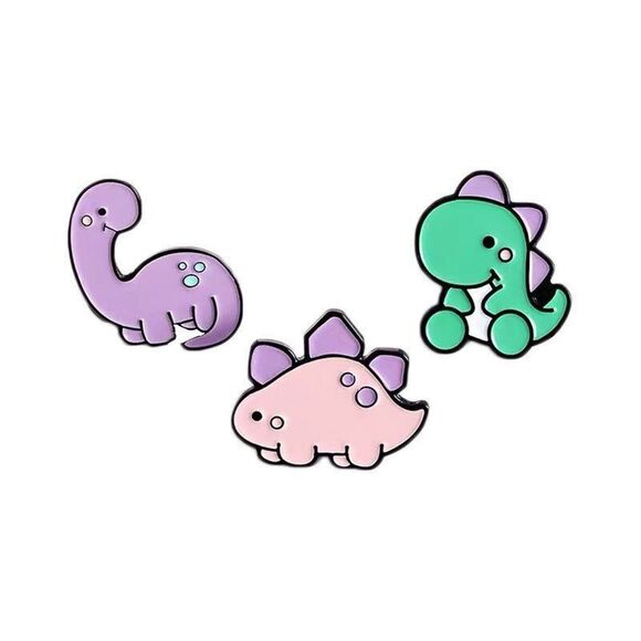 Pack of 6 Dinosaur Enamel Pin Cute Brooch Lapel Pin - Picture 1 of 13